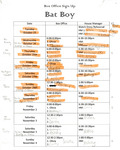 Bat Boy Box Office Sign Up Sheet by Department of Theatre, Dance & Film