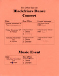 Blackfriars Dance Concert Box Office Sign Up Sheet by Department of Theatre, Dance & Film