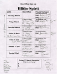Blithe Spirit Box Office Sign Up Sheet by Providence College