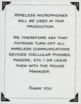 Wireless Microphones Will Be Used In This Production Flier