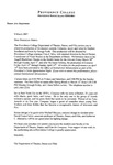 Letter from the Department of Theatre, Dance & Film to the Dominican Sisters by Department of Theatre, Dance & Film