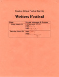 Creative Writers Festival Sign Up Sheet by Department of Theatre, Dance & Film