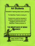 Art Students Needed for The Importance of Being Earnest Flier by Providence College