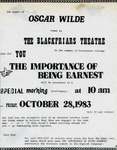 The Importance Of Being Earnest Flier by Providence College