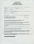 Audition Form for Friar's Cell by Providence College