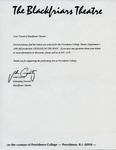 Dear Friend of Blackfriars Theatre Letter from John Garrity by John Garrity