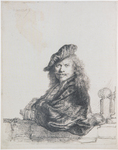 Rembrandt, <em>Autorretrato</em> apoyado en una baranda de piedra (1639). by Rembrandt van Rijn