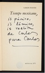 Fig. 33. Cubierta y dedicatoria de Carlos Fuentes a Carlos Barral by Carlos Fuentes