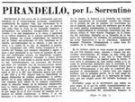 Articulo, “Pirandello”, en <em>Martín Fierro</em>, n. 43, 1927 por Lamberti Sorrentino by Lamberti Sorrentino