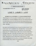 Love's Labor's Lost Press Release