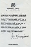 Letter from President John F. Cunningham, O.P.