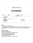 Lysistrata Audition Pix Sign Up Sheet by Providence College