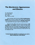 Memo from the Box Office to Cast and Crew of The Murderers: Agamemnon & Electra