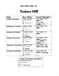 Noise Off Box Office Sign Up Sheet by Providence College