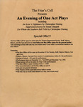 The Friar's Cell Presents An Evening of One Act Plays: Special Offer!!! Flyer