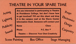 Theatre in Your Spare Time Promotional Mailer by Providence College