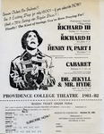 Providence College Theatre 1981-1982 Season Mailer