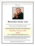 Providence College Theatre, Dance, and Film Department Presents: Richard Digby Day - Shakespeare Audition Workshop Flyer by Department of Theatre, Dance & Film