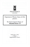 Department of Theatre, Dance, & Film Presents: The Senior Capstone Project of Elizabeth Dennis '12 Playbill