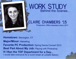 Work Study Behind the Scenes: Claire Chambers '15 Flyer by Department of Theatre, Dance & Film