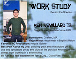 Work Study Behind the Scenes: Ben Remillard '13 Flyer by Department of Theatre, Dance & Film