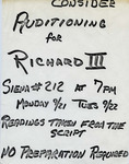 Richard III Audition Poster by Providence College