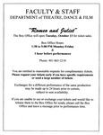 Faculty and Staff, Department of Theatre, Dance & Film: Romeo and Juliet