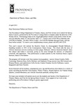 Letter from the Department of Theatre, Dance & Film to the Dominican Fathers and Sisters
