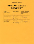 Spring Dance Concert Box Office Sign Up Sheet by Providence College
