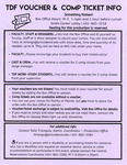 TDF Voucher & Comp Ticket Info Flyer by Department of Theatre, Dance & Film