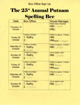 The 25th Annual Putnam County Spelling Bee Box Office Sign Up Sheet