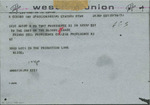 Western Union Telefax from Alice to the Cast of The Bloody Tenet by Providence College