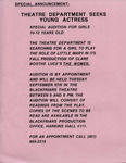Special Announcement: Theatre Department Seeks Young Actress
