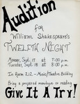 Twelfth Night Audition Poster by Providence College