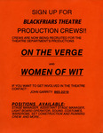 Sign Up for Blackfriars Theatre Production Crews!! On the Verge and Women of Wit